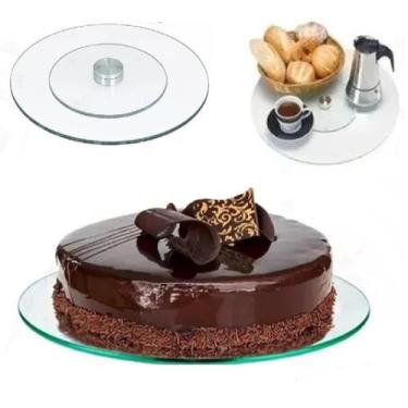 Imagem de Prato para Bolo 30cm Giratório 360 Vidro Temperado Boleira - Fx