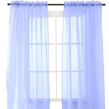 Imagem de Elegant Comfort Painel transparente sólido de 2 peças com bolso de haste de 5 cm - Cortinas de janela 152 cm de largura x 213 cm de comprimento - Lavanda