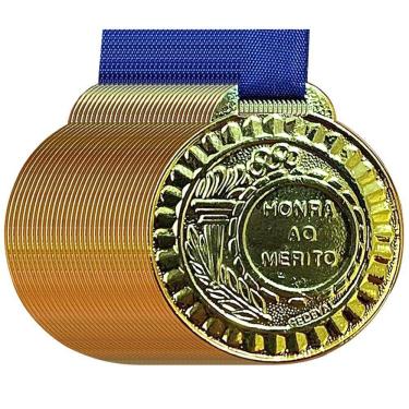 Imagem de Kit 60 Medalhas Honra Ao Mérito 3,5cm Jogos Escola Colégio ouro