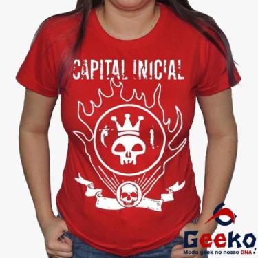 Imagem de Baby Look Capital Inicial 100% Algodão - Rock - Geeko, Vermelho, P