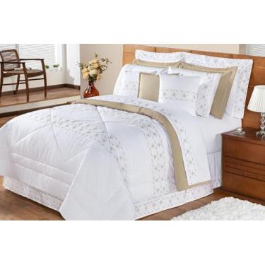 Imagem de Kit Edredom Damasco Casal Queen Percal 200 Fios 100% Algodão 11 Peças 