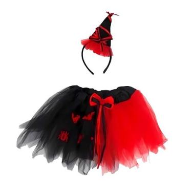 Imagem de Kit Fantasia Infantil Halloween Bruxinha - Festas e Fantasias, Vermelh