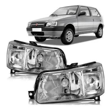 Imagem de Par farol fiat uno pit bull 2004 ate 2013 mascara cromada - BBS / AI