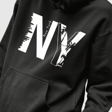 Imagem de Blusa Moletom Genuine Grit Masculina Estampada Algodão 30.1 NY, Preto,