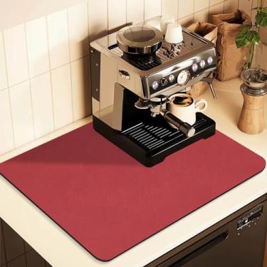 Imagem de Tapete de café para bancadas, acessórios de cafeteria cabem sob cafeteira máquina de café expresso, tapete de borracha absorvente para bancada, tapete de secagem de pratos para balcão de cozinha