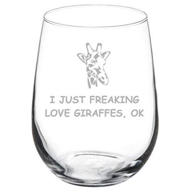 Imagem de Cálice de taça de vinho I Just Freaking Love Girafes Funny (500 ml)