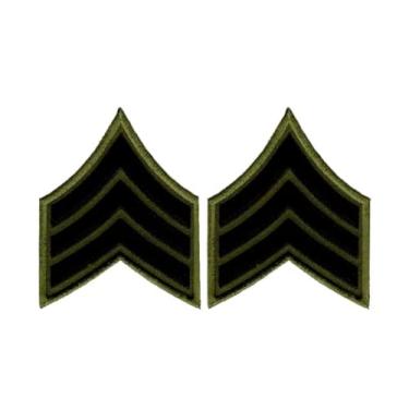 Imagem de Adesivos uniformes - adesivos Chevron preto no suporte verde OD para aplicação da lei, xerife, polícia, segurança - 7,6 cm de largura - listras sargento - emblema de polícia sargento Chevron (SGT