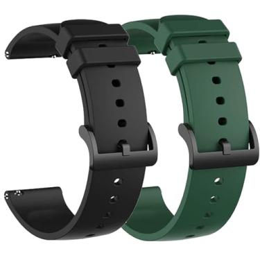 Imagem de LIANCGJUE Pacote com 2 pulseiras impermeáveis compatíveis com Amazfit Bip 3 Pro, pulseira de substituição de silicone macio para smartwatch Amazfit Active/Gts 4 Mini/Gtr Mini/Bip 3 (preto/verde)