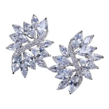 Imagem de Brinco De Zirconia Noiva Festa Madrinha Casamento Prata Fixo - DeCastr