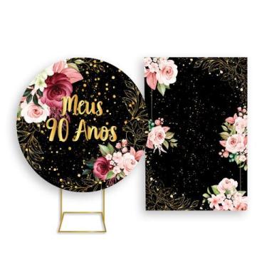 Imagem de Painel De Festa Redondo 1,50x1,50 + Painel Vertical 1,50x2,20 - Meus 9