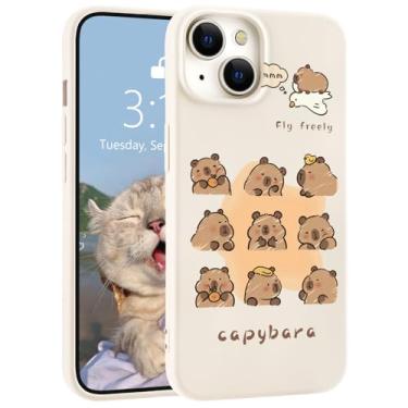Imagem de LuminousGuard Capa protetora para iPhone 13 Pro Max, linda capivara Kawaii branca de silicone líquido slim fit de gel macio para mulheres e meninas