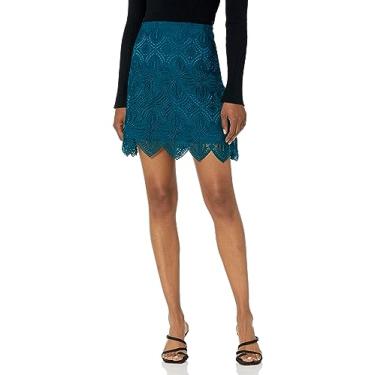 Imagem de Trina Turk Minissaia feminina de renda, Piscina azul-petróleo, 9