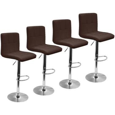 Imagem de Kit 4 Banquetas Confort Gomos Estofada Giratória Marrom Café - Lianto 