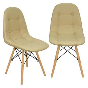 Imagem de Kit 2 Cadeiras Charles Eames Botonê Eiffel Wood Estofada Couro - Liant