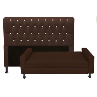 Imagem de Kit Félix com Cabeceira Lady com Strass 1,95 cm King Size Baú Quarto S