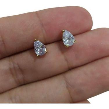 Imagem de Brinco Infantil Gota Pequeno Dama Daminha Pedra Zirconia 6mm - De Cast