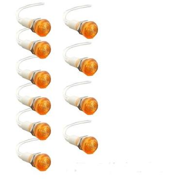 Imagem de Kit 10 sinaleiro 9mm olho boi 220v amarelo lukma