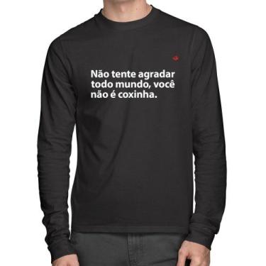 Imagem de Camiseta Algodão Você não é coxinha Manga Longa - Foca na Moda, Preto,