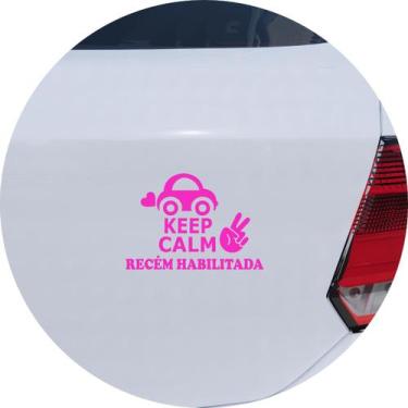 Imagem de Adesivo de Carro Keep Calm Recém Habilitada - Cor Rosa - Melhor Adesiv