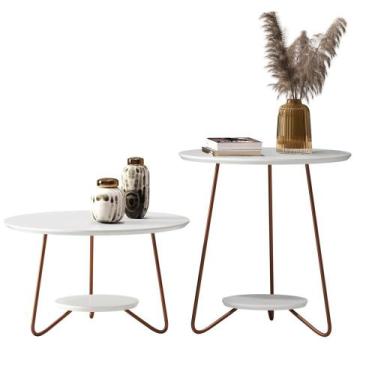 Imagem de Conjunto De Mesa Centro E Lateral Liz Pés De Ferro - Várias Cores - EJ