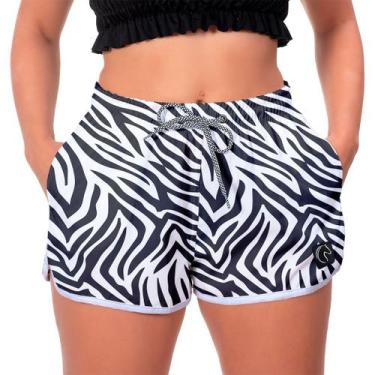 Imagem de Short Moda Praia Zebra Esporte Premium Bolsos Feminino Academia - W2 S