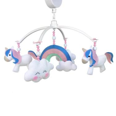 Imagem de Móbile Musical Unicórnio Quarto Bebê Infantil Menina - Potinho de Mel