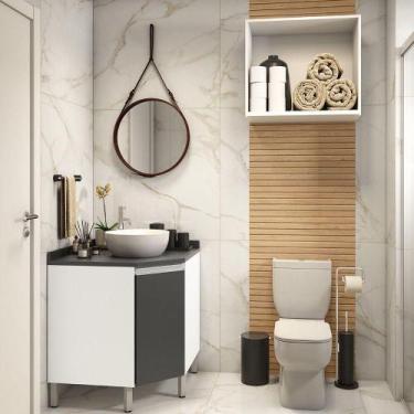 Imagem de Gabinete Para Banheiro Com Nicho Branco Com Preto - OUTRAS MARCAS