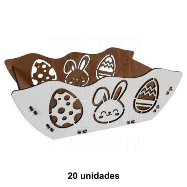 Imagem de 20 Cesta M Páscoa Mdf Branco Ifood Presente Chocolate Ovo - Madelumi