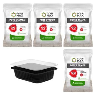 Imagem de Potes Preto 100ml 1l C/ 96un Descartável Marmita Fitness Freezer Micro