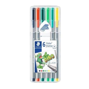 Imagem de Estojo Caneta Staedtler Triplus Fineliner Dino 0.3Mm 6pçs
