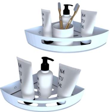 Imagem de Kit 2 Porta Shampoo De Canto Branco Suporte Para Banheiro SF - ShopFor