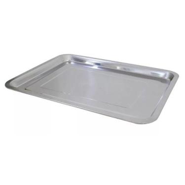 Imagem de Bandeja Retangular Aço Inox Rasa para Servir 40 x 30cm - Kehome