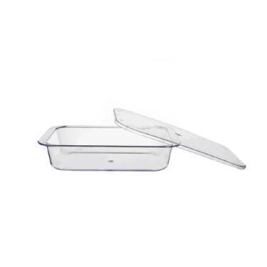Imagem de Travessa Retangular Cristal Transparente com Tampa 14 x 21cm - Três Tr