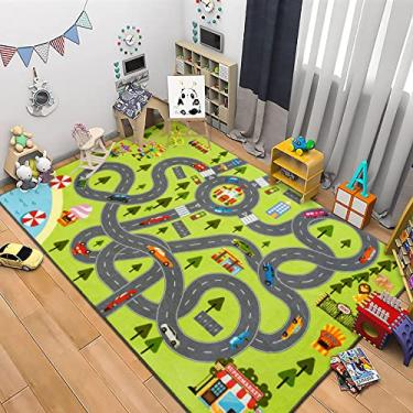 Imagem de Homore Tapete de brinquedo infantil, tapete divertido e educativo para brincar na cidade para corridas e brinquedos Hot Wheels, tapete infantil para quarto de crianças, quarto de jogos, berçário, 9,5 x 1,2 m
