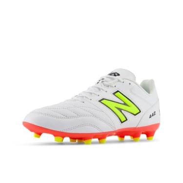 Imagem de New Balance Tênis de futebol masculino 442 V2 Team Fg, Branco/vermelho energético/Hi-Lite, 44
