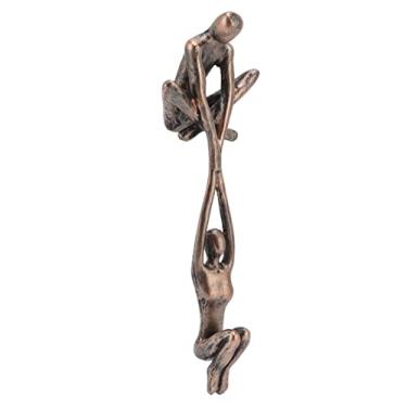 Imagem de Escultura de Dança de Bronze Moderna - Estátua de Decoração de Casa de Resina de Mãos Dadas Com Suporte de Metal para Decoração de Interiores Elegante