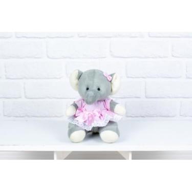 Imagem de PELUCIA SAFARI ELEFANTE PROVENCE 22 CM - VESTIDO COM LESE (rosa liso)