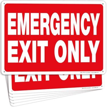 Imagem de iSYFIX Placa de saída de emergência apenas – pacote com 6 25 x 17 cm – placa de plástico poliestireno de 40 mm de espessura, laminado UV, resistente a arranhões e desbotamento, impermeável, interior e