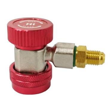 Imagem de Engate Rápido Baixa Pressão (High) Hiatsu QCH-H 1/4” x 5/16” para Fluido R134a com Adaptador, Válvula de Segurança, Rosca em Latão, Ferramenta Profissional HVAC-R Ar Condicionado Split Refrigeração