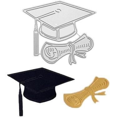 Imagem de Chapéu de graduação prata moldes de corte boné de solteiro cortes de metal tema de formatura molde de gravação para artesanato faça você mesmo, álbum de recortes, papel cartão, corte e gravação em