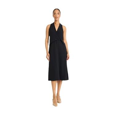 Imagem de Luxely Vestido feminino sofisticado com corpete com decote em V, decote em V, ocasião especial, fenda lateral, vestido formal para noite, Preto, 50