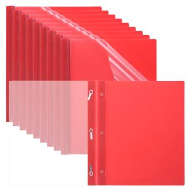Imagem de PATIKIL Capas de plástico com pino, 10 peças, capacidade de 80 folhas, pastas de apresentação frontais transparentes com 3 fixadores de pinos de metal, pasta de relatório para retomar documentos,