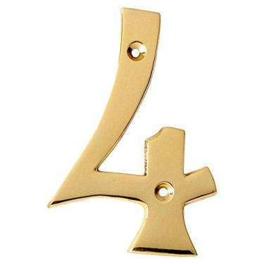 Imagem de Motif Collection Premium 10 cm polido latão acabamento casa número de porta, Número 4, Number 4, Polished Brass