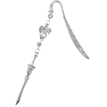 Imagem de Berirexrion Marcador de livro Fantasy Fourth Wing – Marcador de livro de quarta asa, corrente de borla, pingente de metal inspirador de marcadores de livro de prata antiga para homens, meninos,