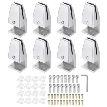 Imagem de PATIKIL Braçadeira de suporte para divisória de mesa de 4,3 x 3,3 x 9 cm, 8 peças, braçadeira de alumínio para divisória de mesa, suporte de proteção contra espirros para painel de mesa de escritório,
