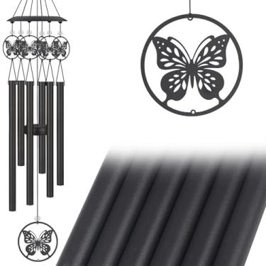 Imagem de Tepaken Sinos de Vento de Borboleta para Exterior, Presentes de Decoração de Jardim de Simpatia para Mulheres, Mãe E Avó, Sinos de Vento de Natal Em Memória Amorosa, Decoração Externa para Quintal, Pá
