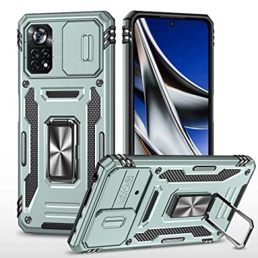 Imagem de Capa para XiaoMi Poco X4 Pro 5G com lente deslizante para câmera protetora de tela, capa protetora resistente militar resistente para Xiaomi mi Poco X4 Pro 5G com suporte de anel de suporte de carro