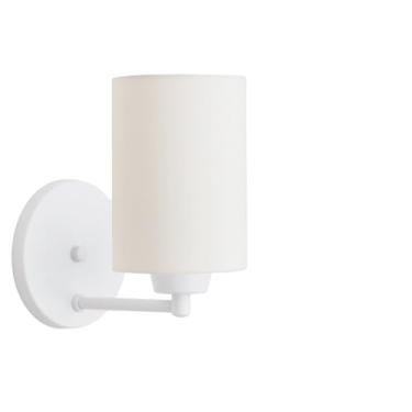 Imagem de FG ILUMINAÇÃO, Arandela Branca c/Cúpula Tecido Cru quarto cabeceira cama.