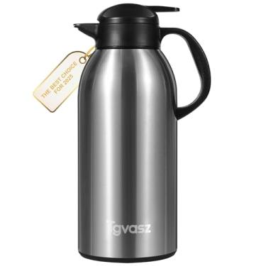 Imagem de Garrafa térmica de café 2,891 g/3L – até 24 horas quente, garrafa de aço inoxidável isolada para líquidos quentes, garrafas de café para manter quente para festas – Garrafa grande de chá (prata)