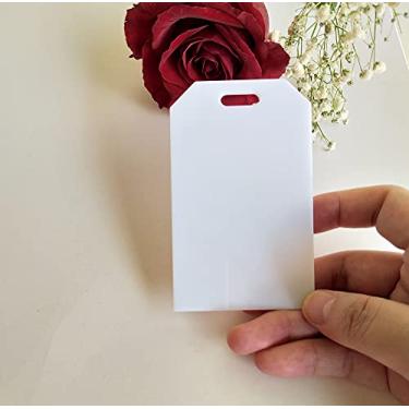 Imagem de Conjunto de 10 etiquetas de bagagem em branco, etiqueta de bagagem acrílica personalizada, cartões de local de casamento, cartões de nome - cartões de acompanhantes - cartões de lugar (branco)